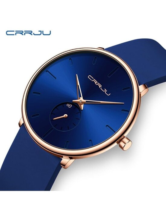 Unisex Blue Rose Casual Stylish Ultra Thin Silicone Band Waterproof Wristwatch main image 4
